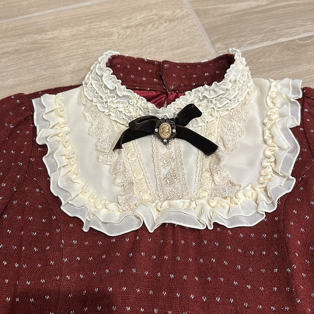 Axes Femme Lolita Harajuku Japan dress with lace bow details Asian M or US Small - Picture 2 of 11